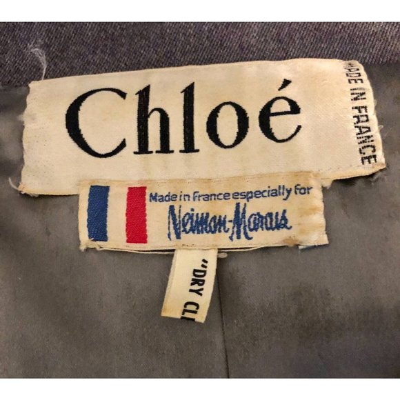 Chloe Womens Vintage Winter Dress Gray Wool Double Breasted Button Long Sleeve 8 - Picture 5 of 5